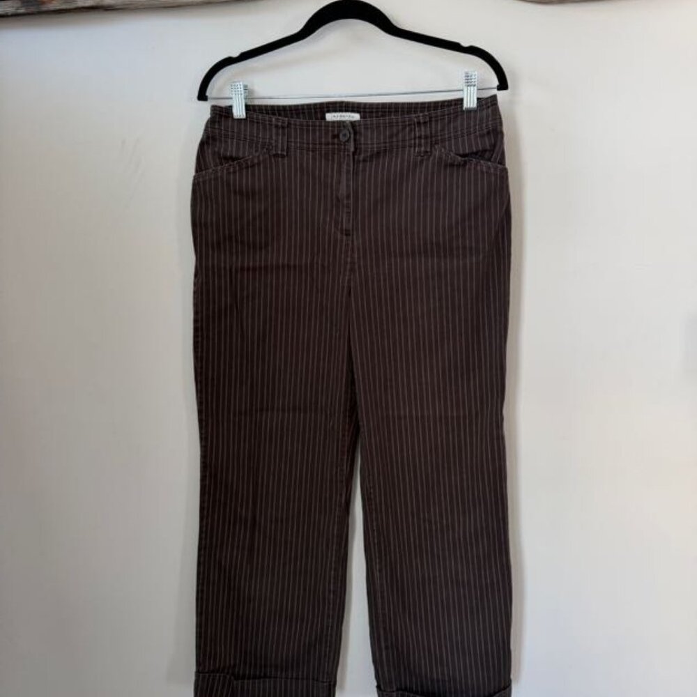 Vintage y2k Brown Pinstripe Trousers- 94% cotton, Jones New York Sport